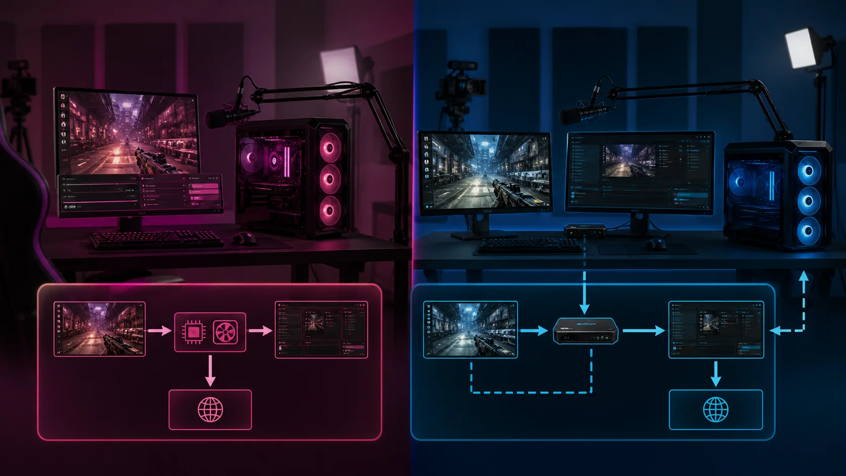 Single PC and dual PC streaming workflows compared